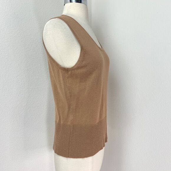 George Mocha Brown Knit Tank Top Sweater M 8-10 Preppy Hipster Academia Career - Picture 7 of 9